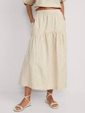 Old Navy Tiered Gingham Maxi Skirt